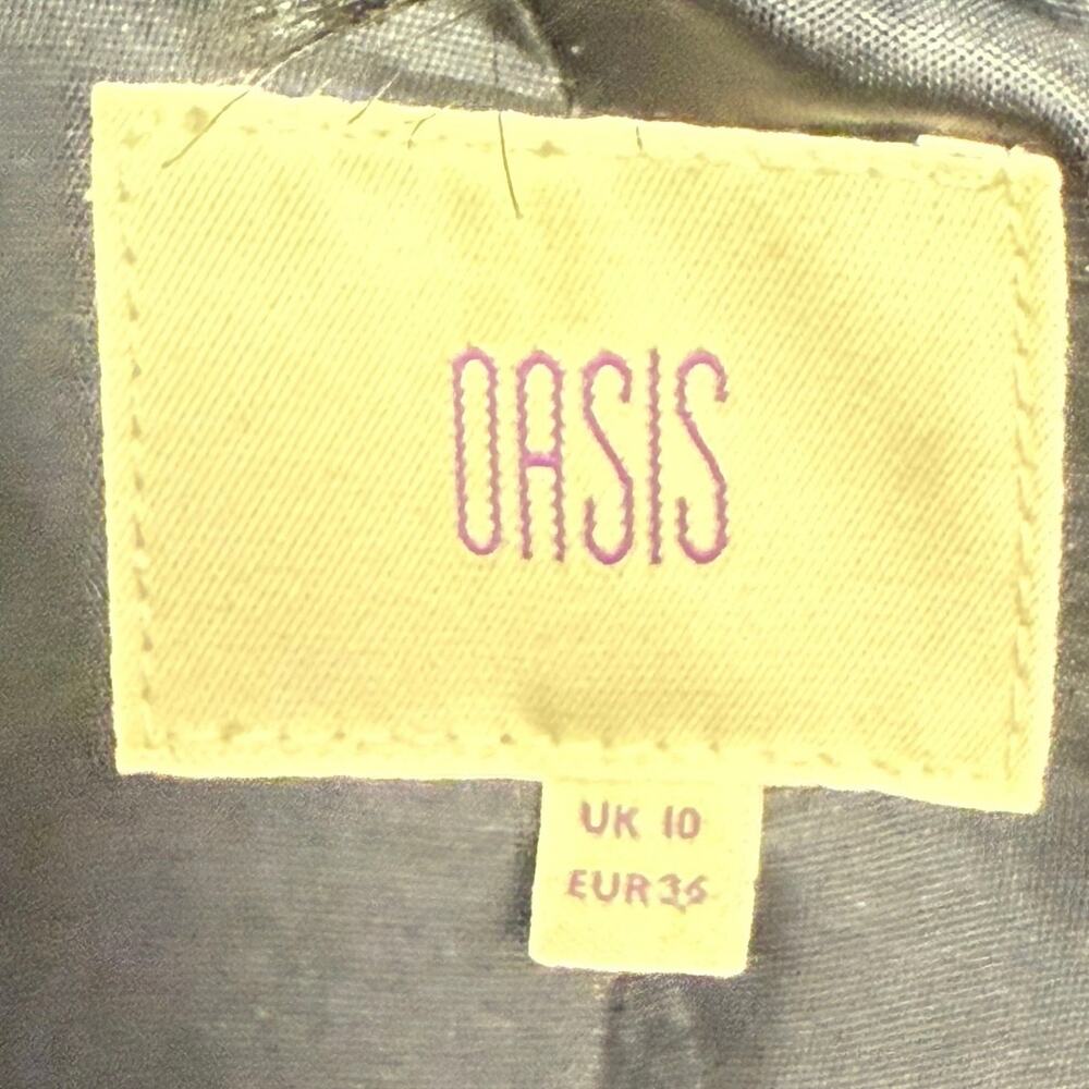 Oasis long black velvet coat faux fur collar British pockets button front US 6 - Picture 4 of 5